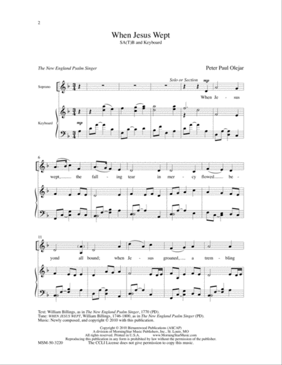 When Jesus Wept When Jesus Wept 4-Part scores gallery preview page 2