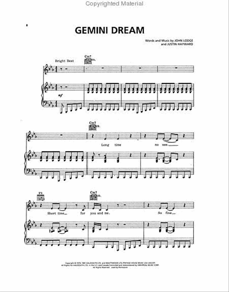 The Moody Blues Collection Piano, Vocal, Guitar scores gallery preview page 3