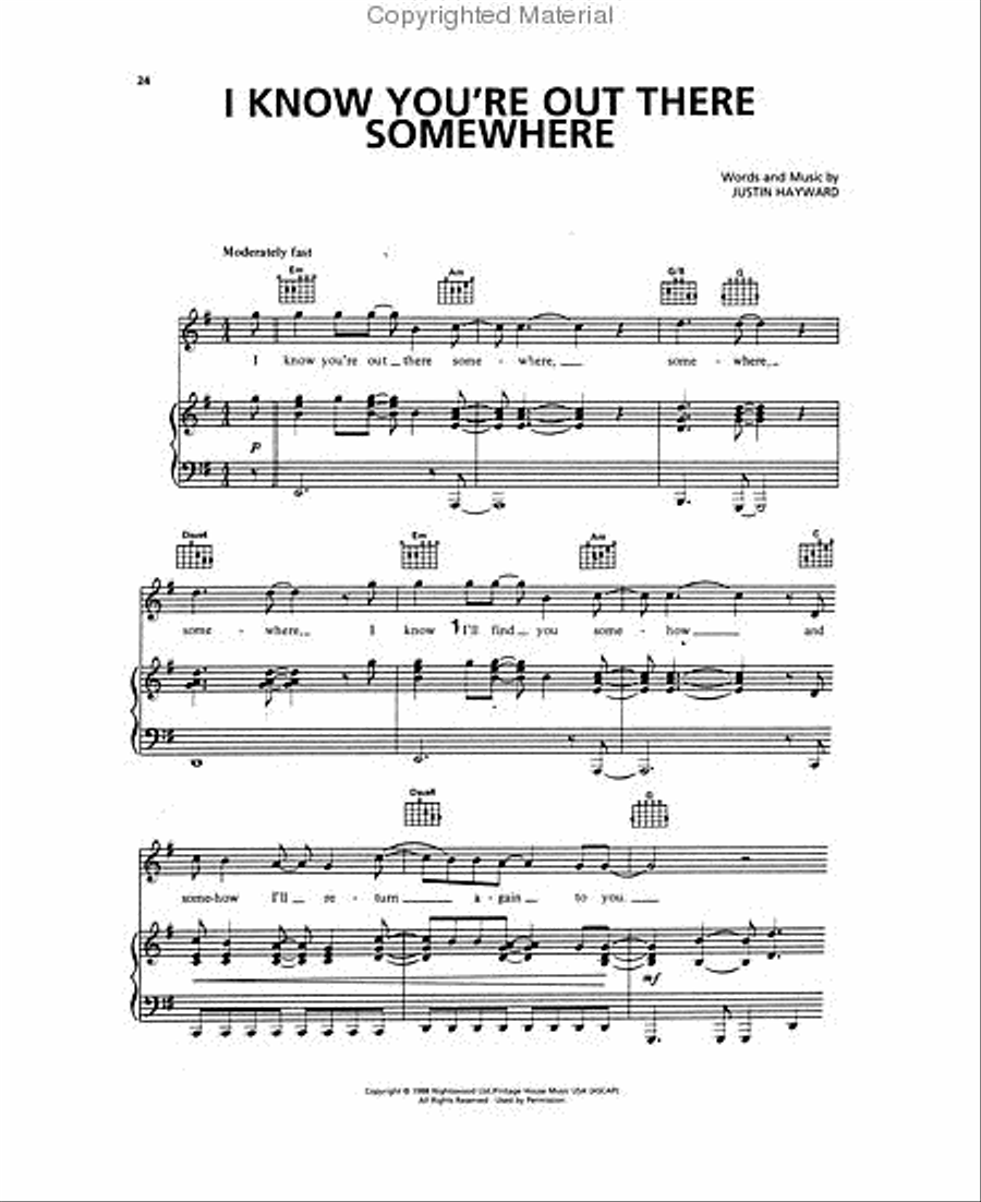 The Moody Blues Collection Piano, Vocal, Guitar scores gallery preview page 4