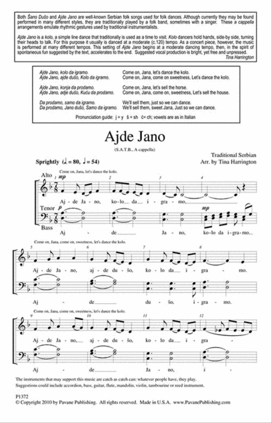 Ajde Jano Ajde Jano 4-Part scores gallery preview page 2