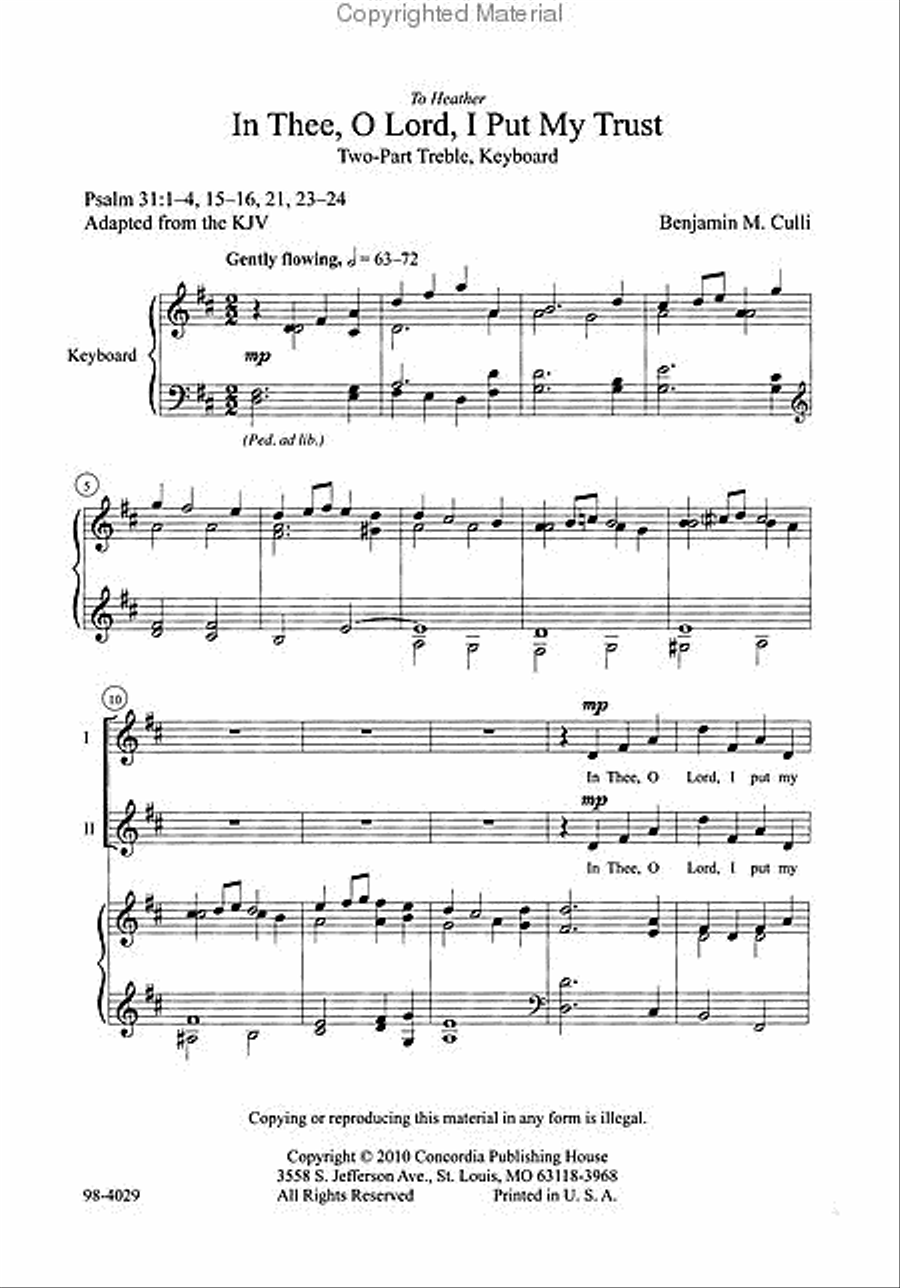 In Thee, O Lord, I Put My Trust Choir scores gallery preview page 2