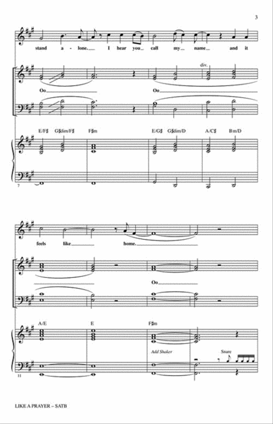 Like A Prayer (featured On Glee) Choir scores gallery preview page 3