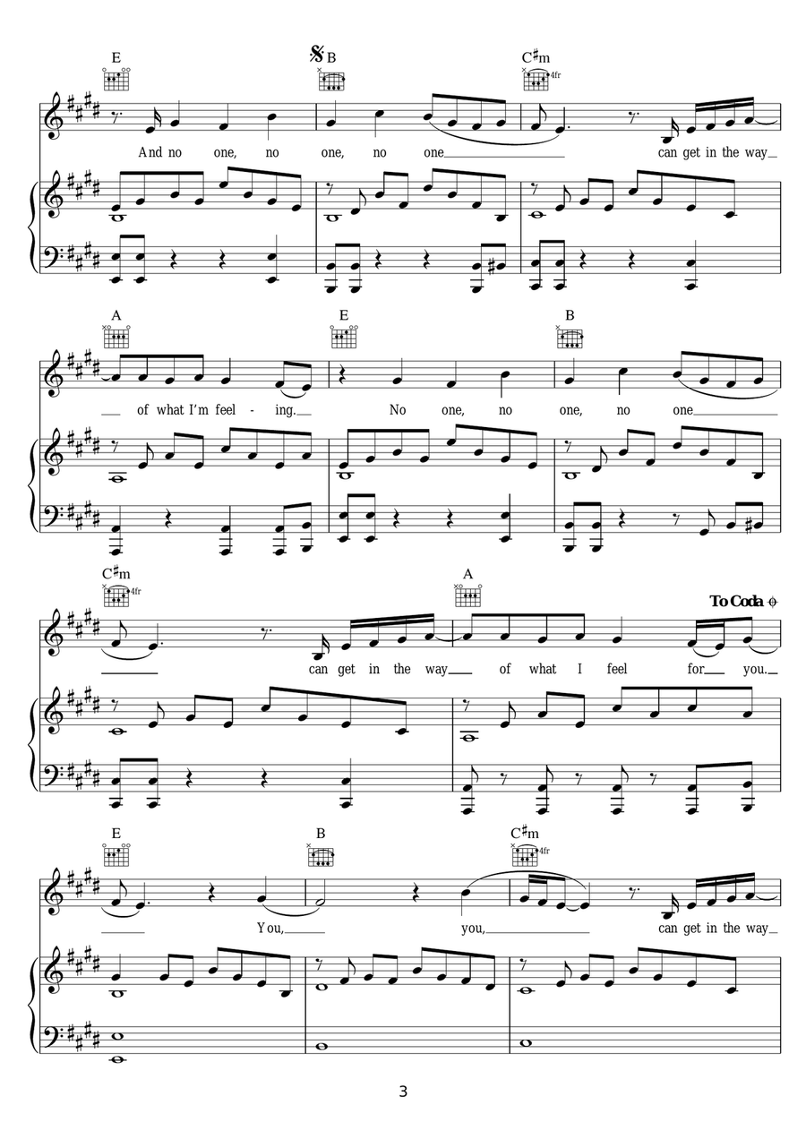 No One No One Piano, Vocal, Guitar scores gallery preview page 3