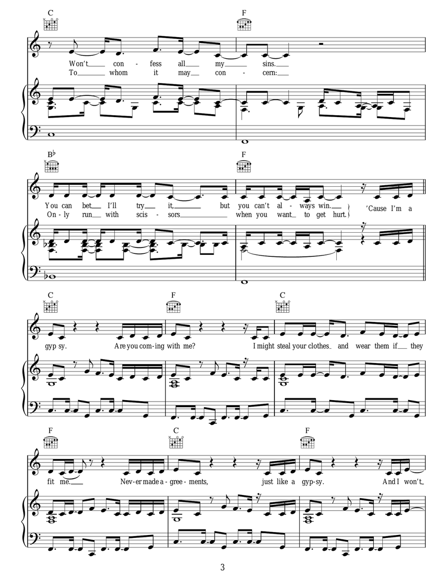 Gypsy Gypsy Acoustic Guitar scores gallery preview page 3