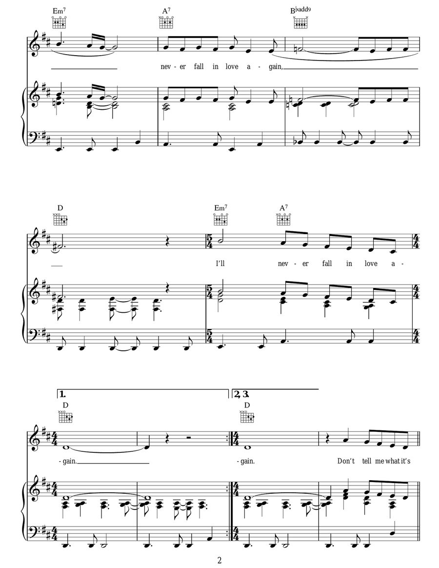 I'll Never Fall In Love Again Acoustic Guitar scores gallery preview page 2