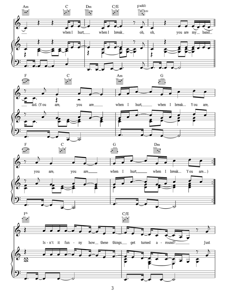 Band Aid Band Aid Acoustic Guitar scores gallery preview page 3