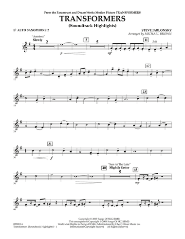 Transformers Soundtrack Highlights - Eb Alto Saxophone 2