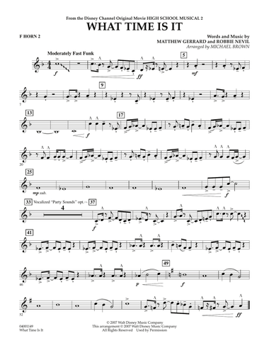 What Time Is It (from High School Musical 2) - F Horn 2