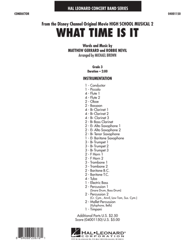 What Time Is It (from High School Musical 2) - Full Score