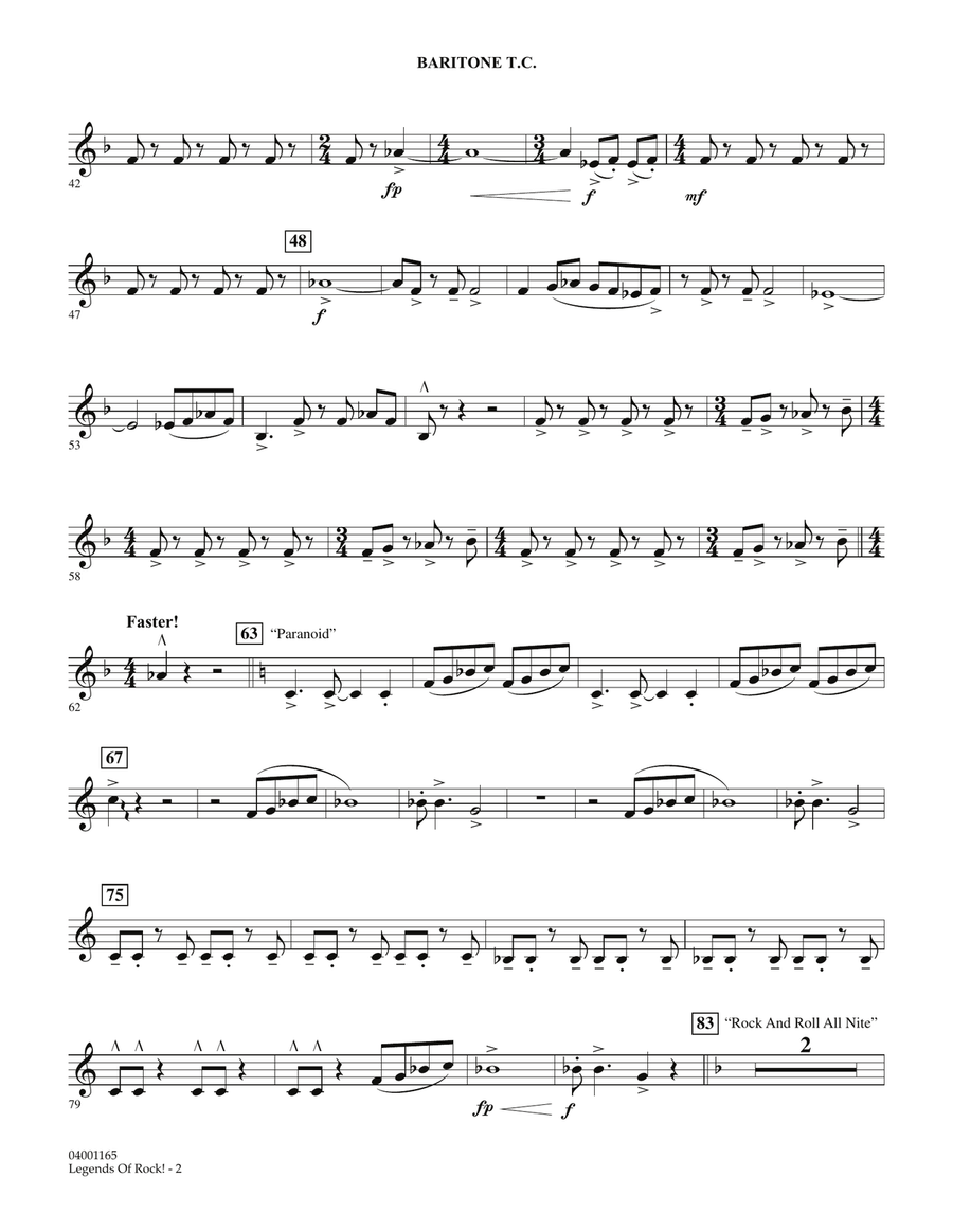 Legends Of Rock! - Baritone T.C. Concert Band scores gallery preview page 2