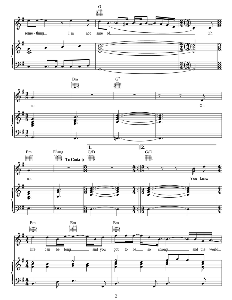 How How Piano, Vocal, Guitar scores gallery preview page 2