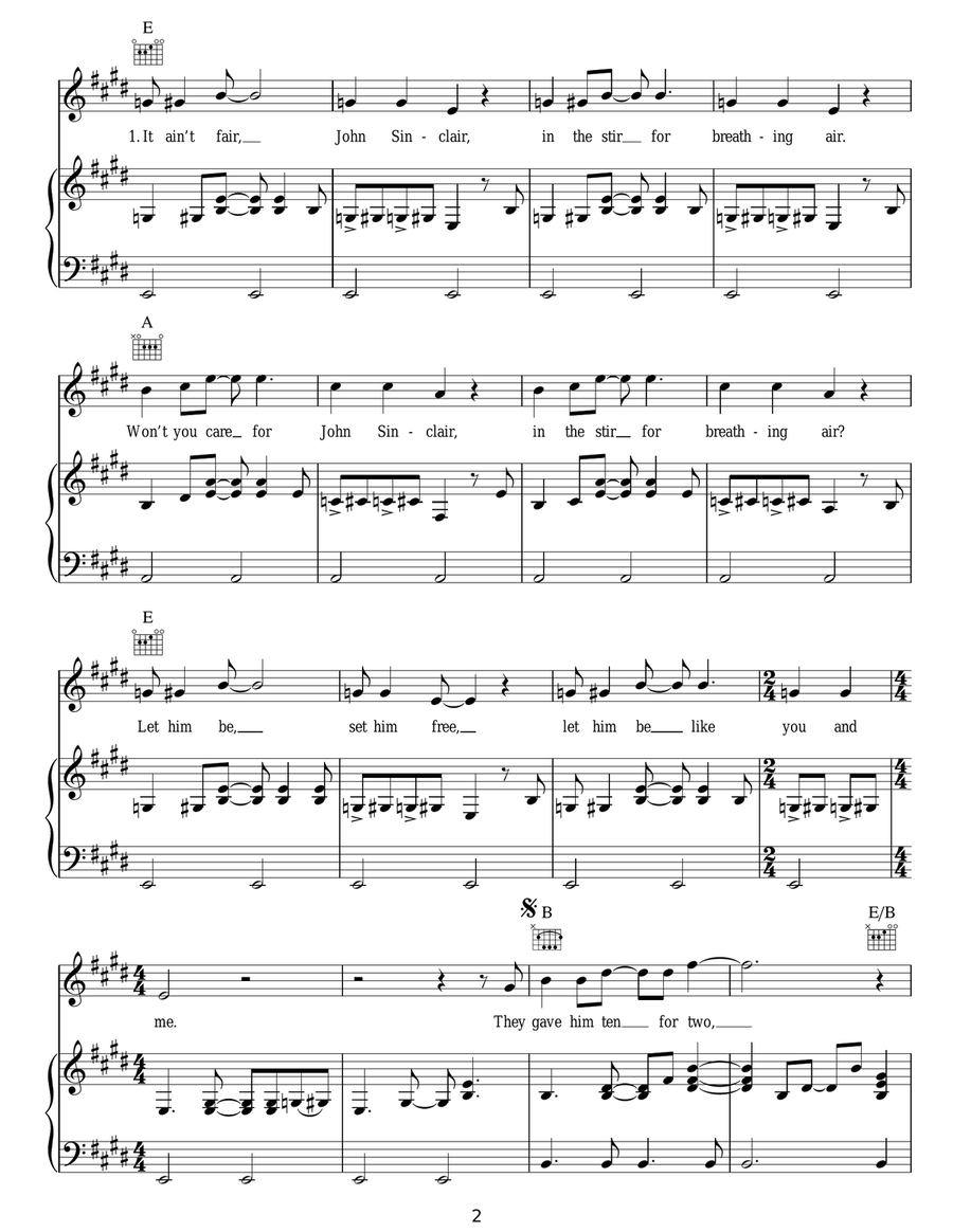 John Sinclair John Sinclair Piano, Vocal, Guitar scores gallery preview page 2