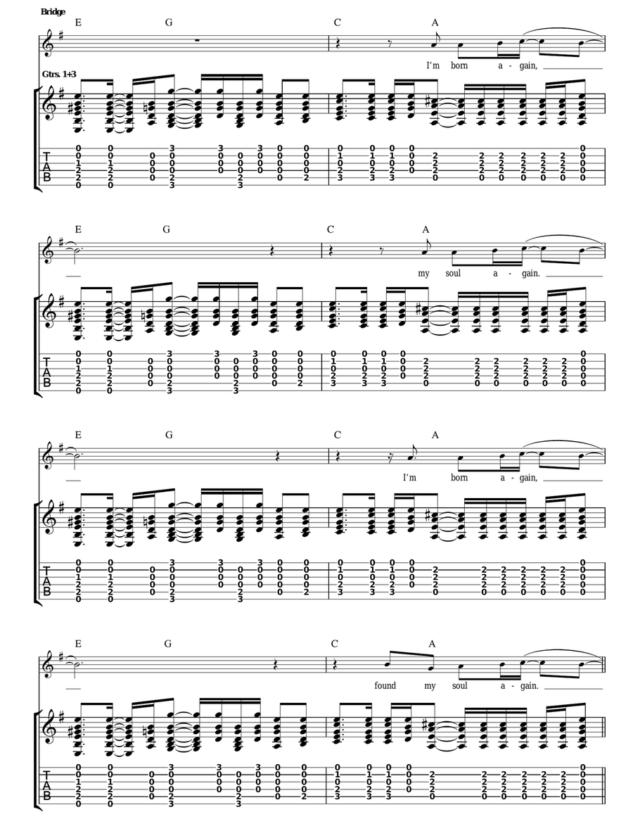 Born Again Acoustic Guitar scores gallery preview page 6
