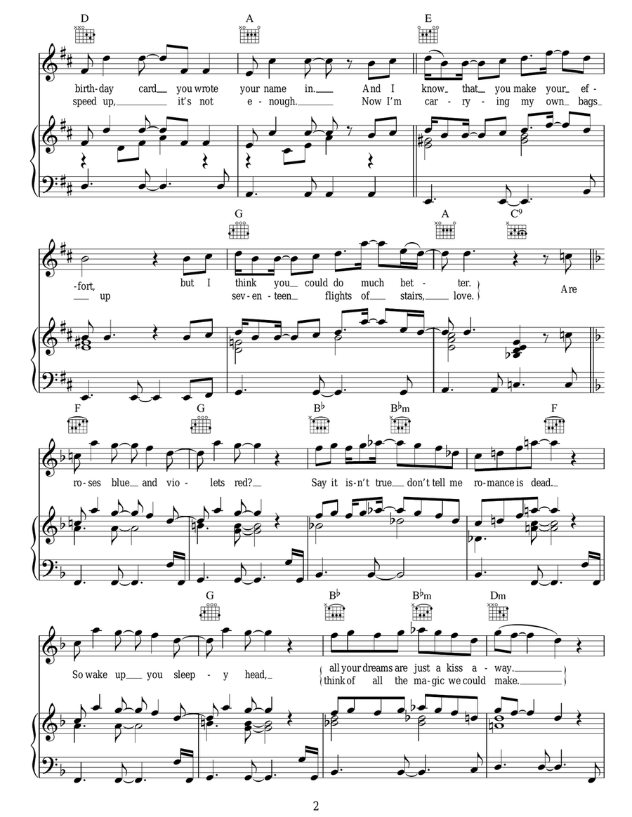 Romance Is Dead Romance Is Dead Piano, Vocal, Guitar scores gallery preview page 2