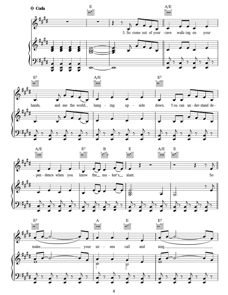 The Cave The Cave Piano, Vocal, Guitar scores gallery preview page 4