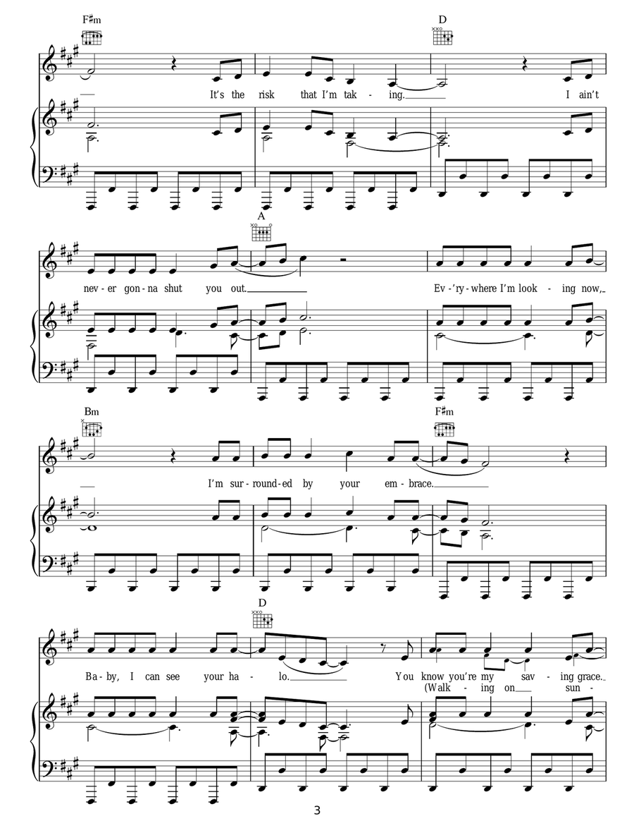 Halo / Walking On Sunshine Acoustic Guitar scores gallery preview page 3