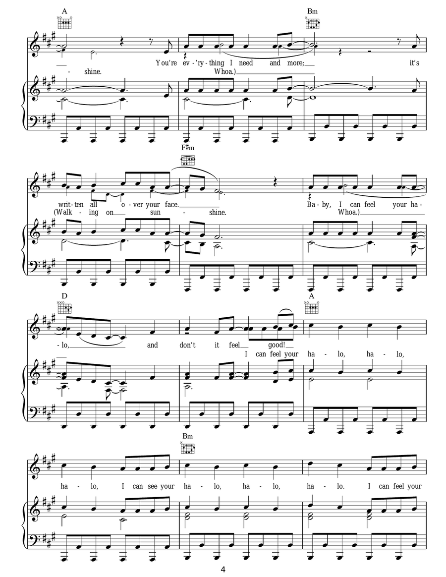 Halo / Walking On Sunshine Acoustic Guitar scores gallery preview page 4