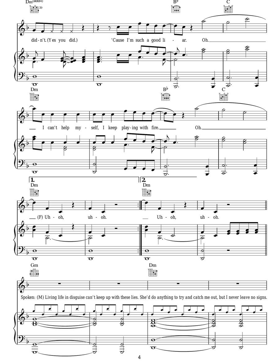 Playing With Fire Playing With Fire Piano, Vocal, Guitar scores gallery preview page 4