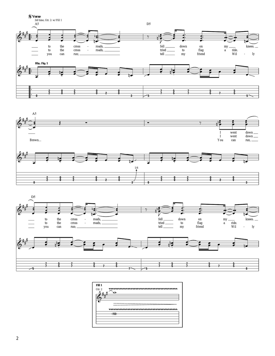 Cross Road Blues (Crossroads) Acoustic Guitar scores gallery preview page 2