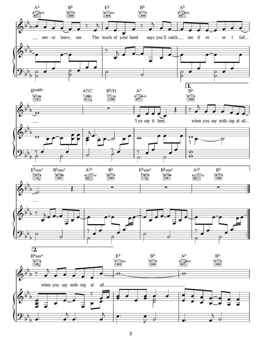 When You Say Nothing At All Piano, Vocal, Guitar scores gallery preview page 3