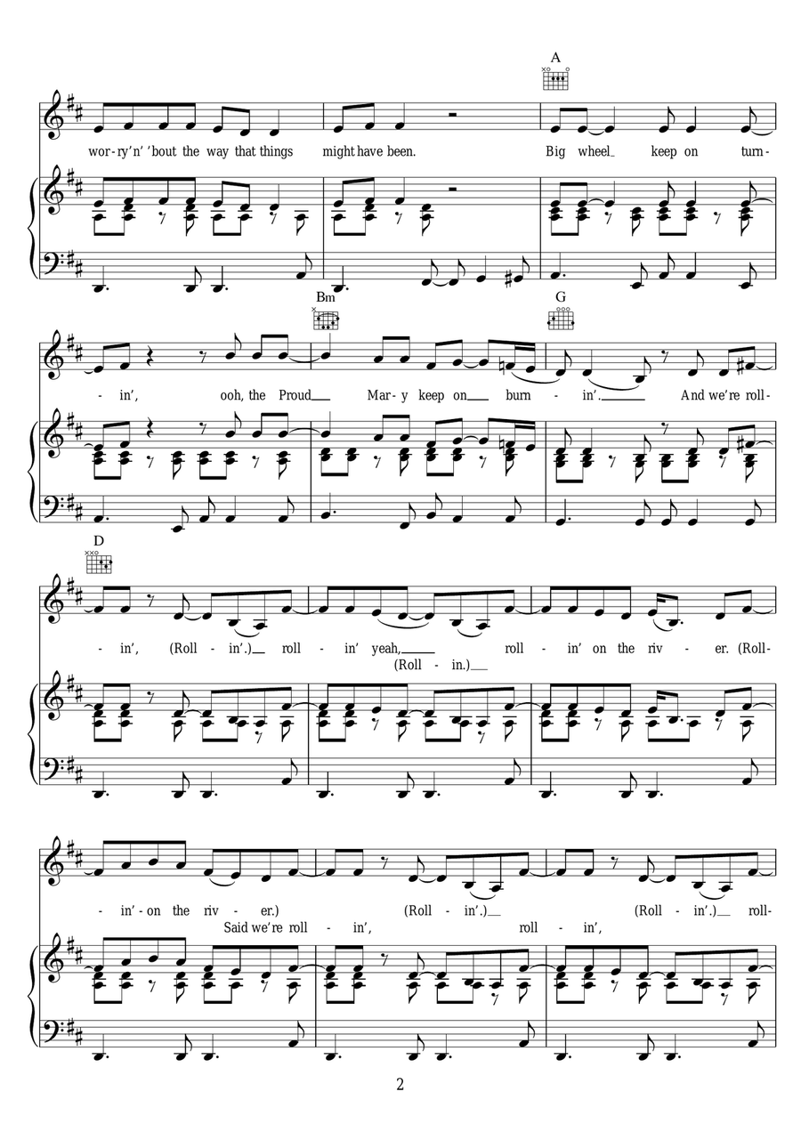Proud Mary Proud Mary Piano, Vocal, Guitar scores gallery preview page 2