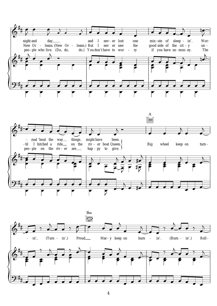 Proud Mary Proud Mary Piano, Vocal, Guitar scores gallery preview page 4