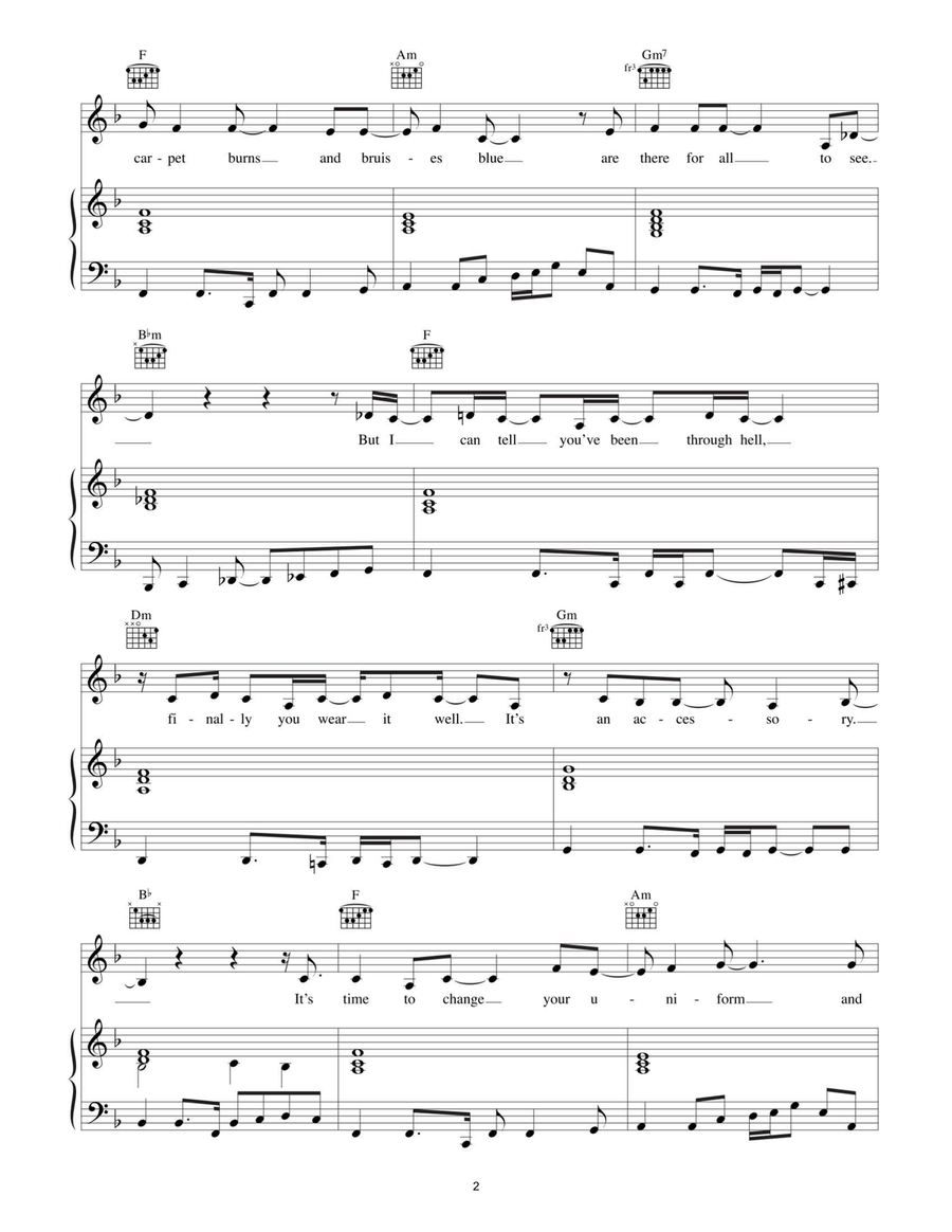 Dazed, Beautiful And Bruised Piano, Vocal, Guitar scores gallery preview page 2