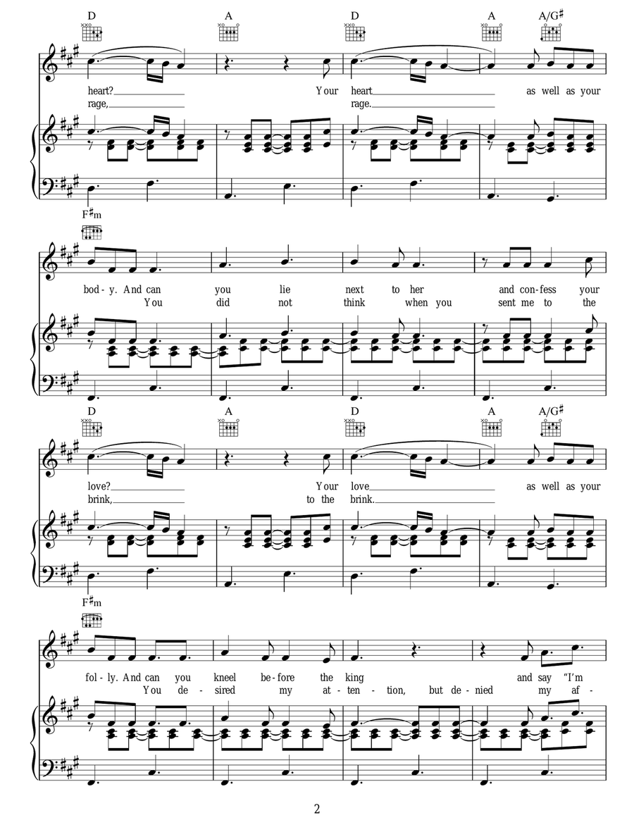 White Blank Page White Blank Page Piano, Vocal, Guitar scores gallery preview page 2