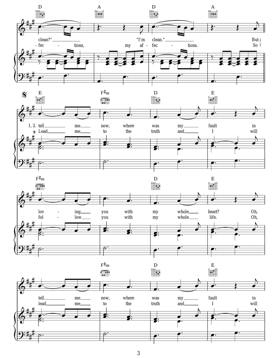 White Blank Page White Blank Page Piano, Vocal, Guitar scores gallery preview page 3