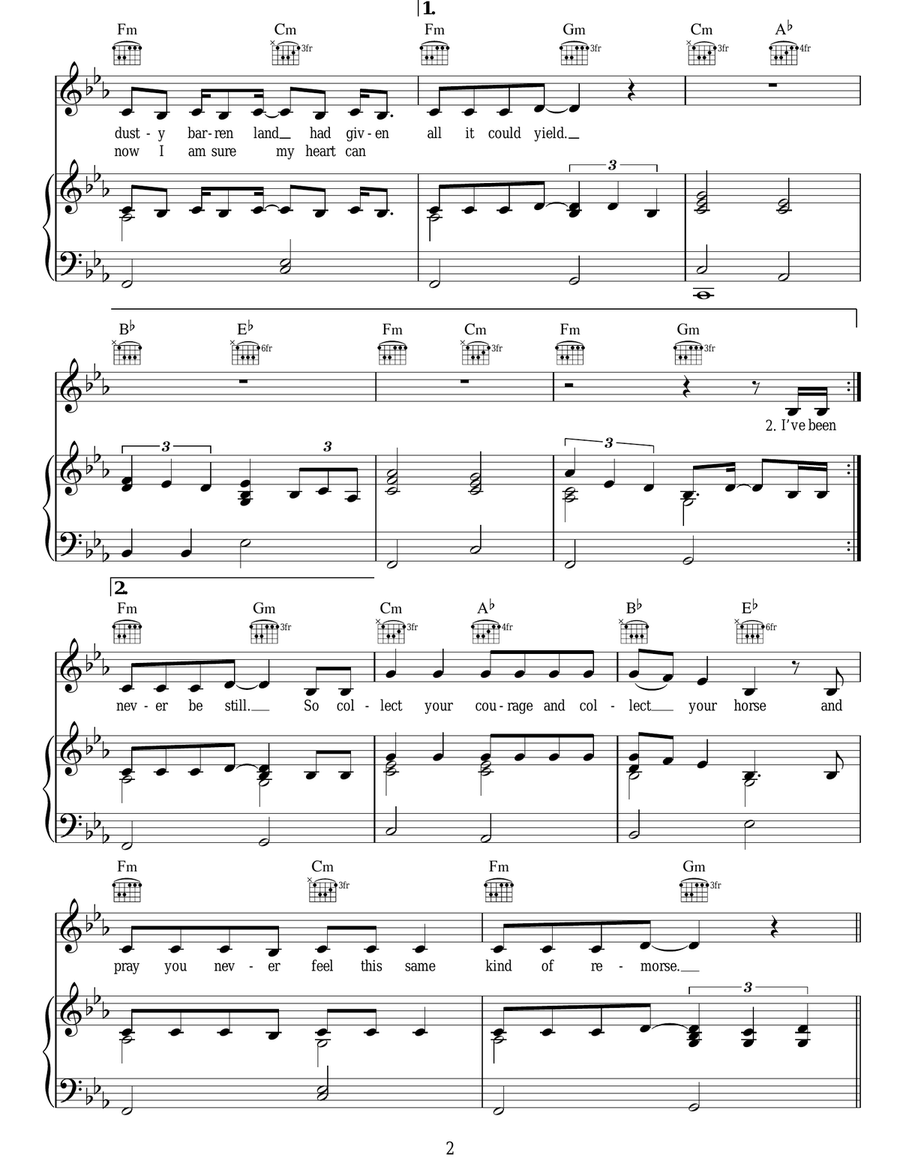 Dust Bowl Dance Dust Bowl Dance Piano, Vocal, Guitar scores gallery preview page 2