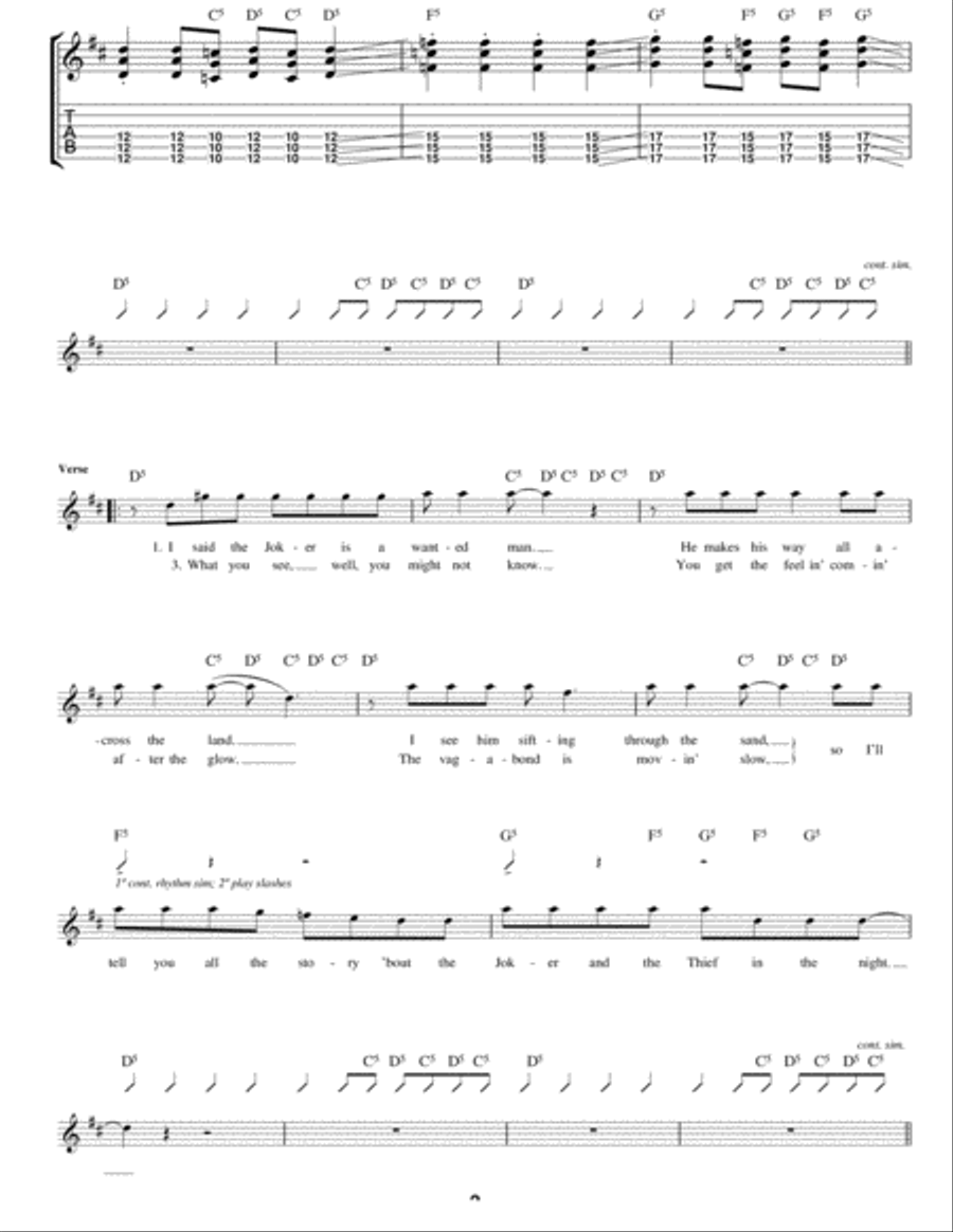Joker And The Thief Guitar Tablature scores gallery preview page 2