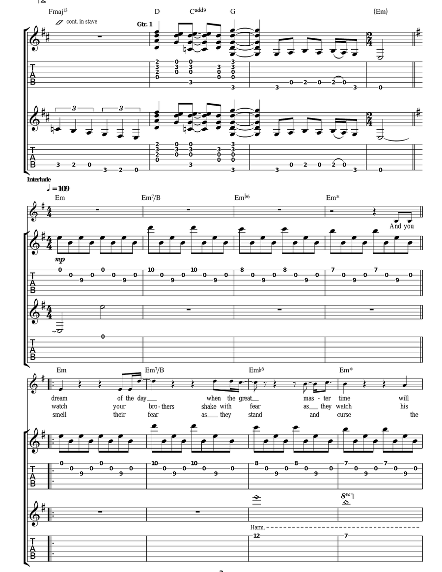 Born On The Wrong Side Of Time Guitar Tablature scores gallery preview page 3