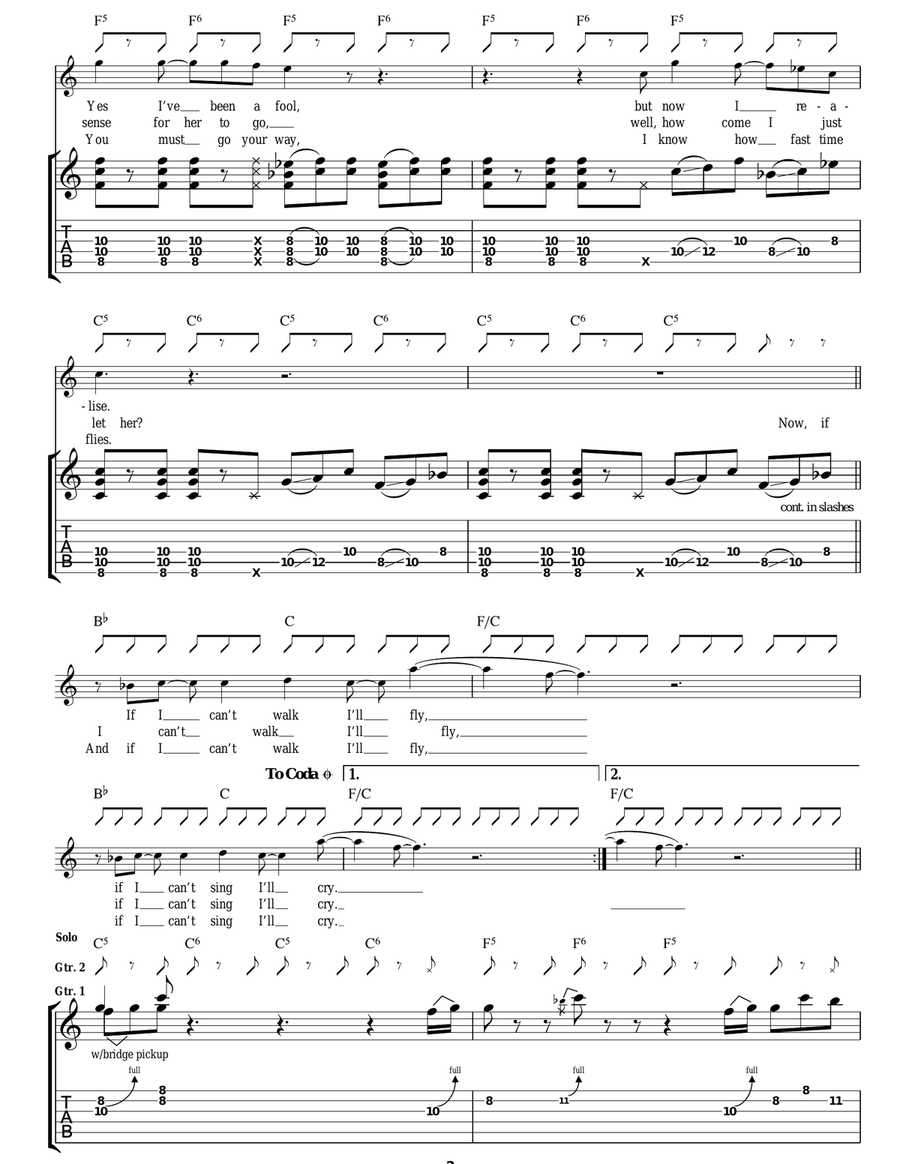 If I Don't Sing I'll Cry If I Don't Sing I'll Cry Guitar Tablature scores gallery preview page 2