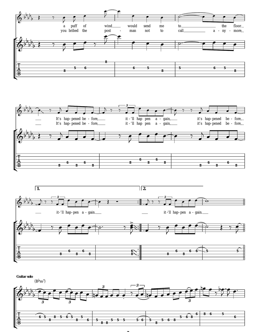 It's Happened Before, It'll Happen Again Guitar Tablature scores gallery preview page 2