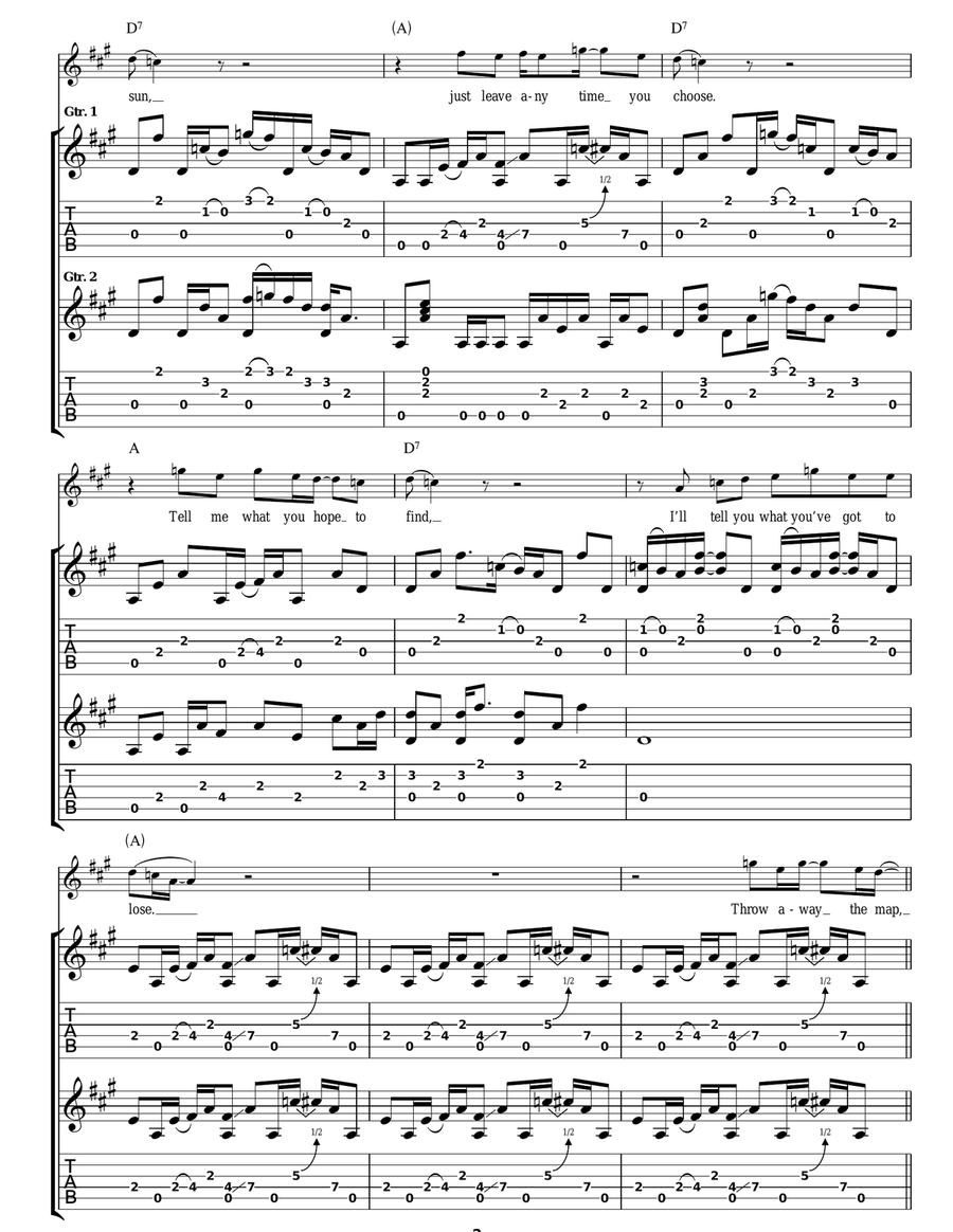 Railway And Gun Railway And Gun Guitar Tablature scores gallery preview page 2