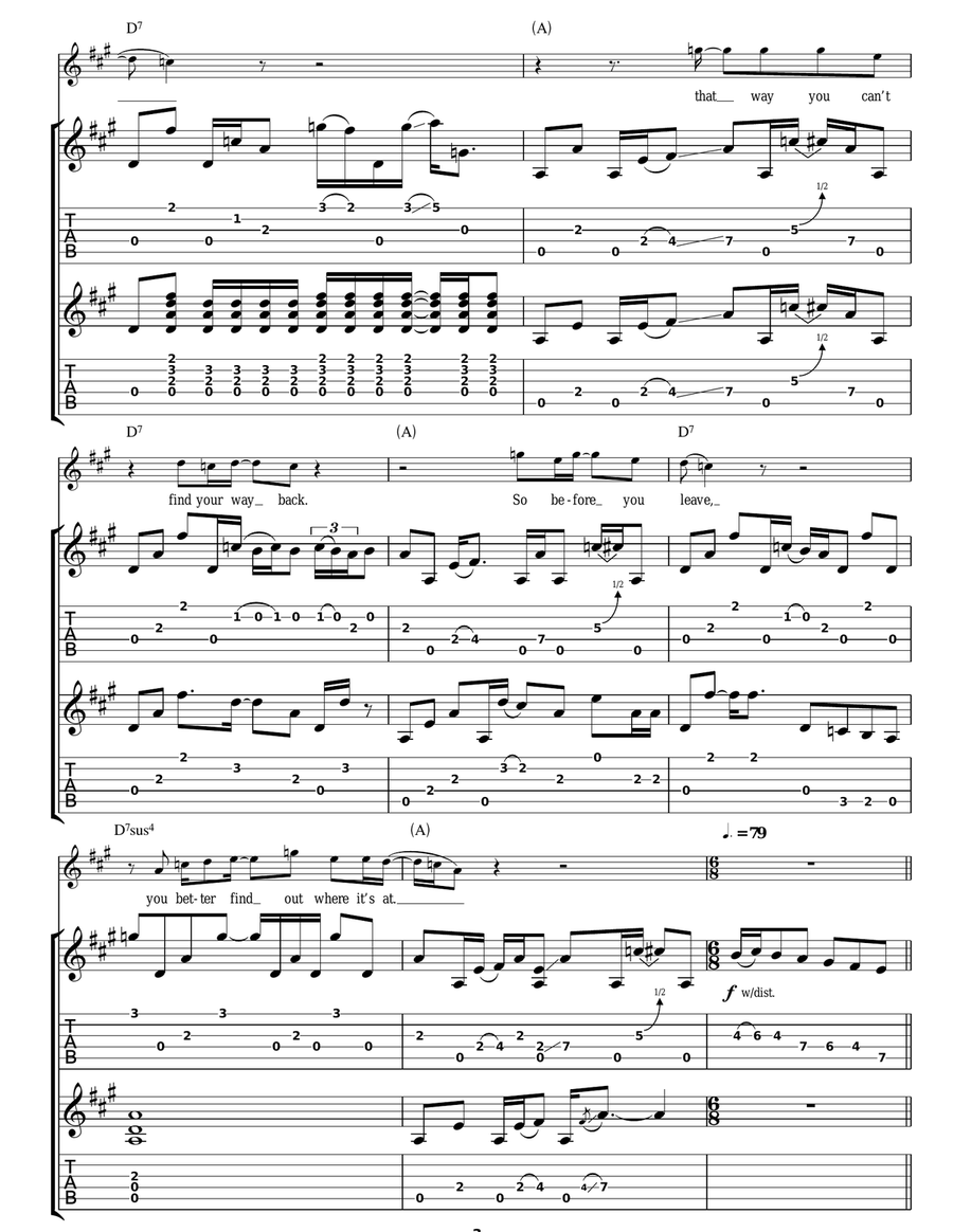 Railway And Gun Railway And Gun Guitar Tablature scores gallery preview page 3