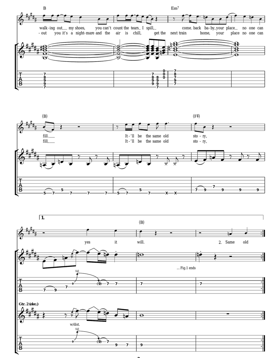 Same Old Story Same Old Story Guitar Tablature scores gallery preview page 2