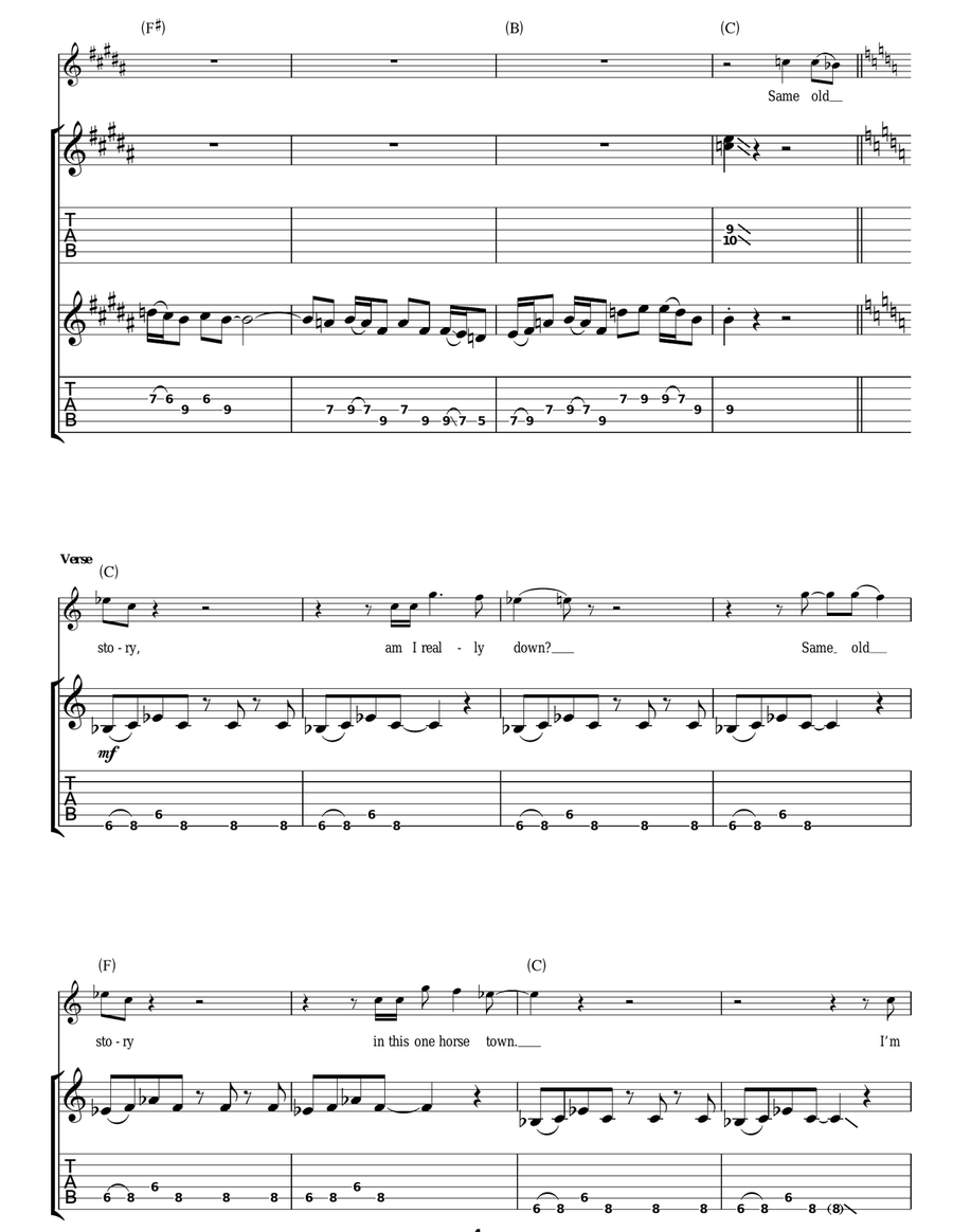 Same Old Story Same Old Story Guitar Tablature scores gallery preview page 4