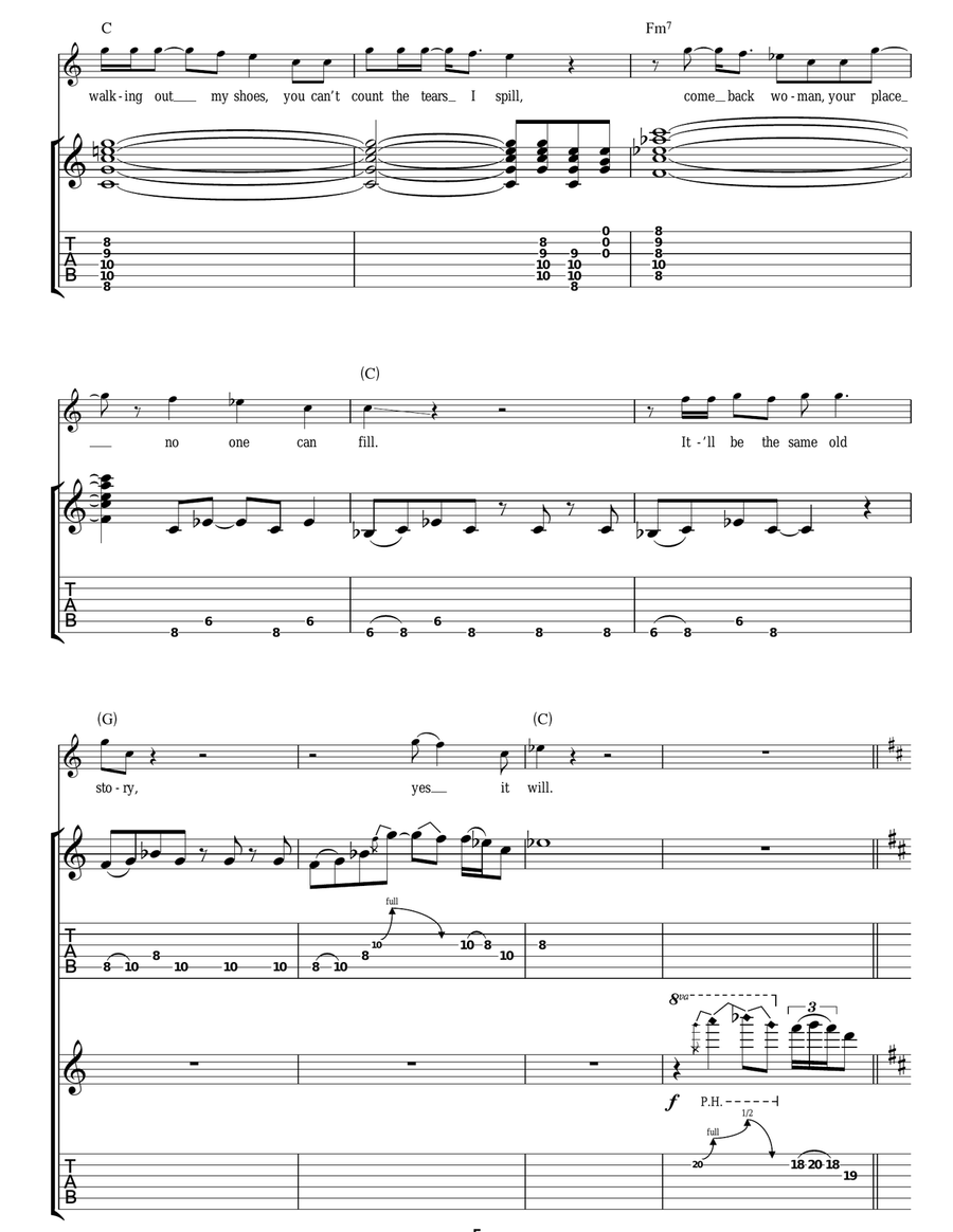 Same Old Story Same Old Story Guitar Tablature scores gallery preview page 5