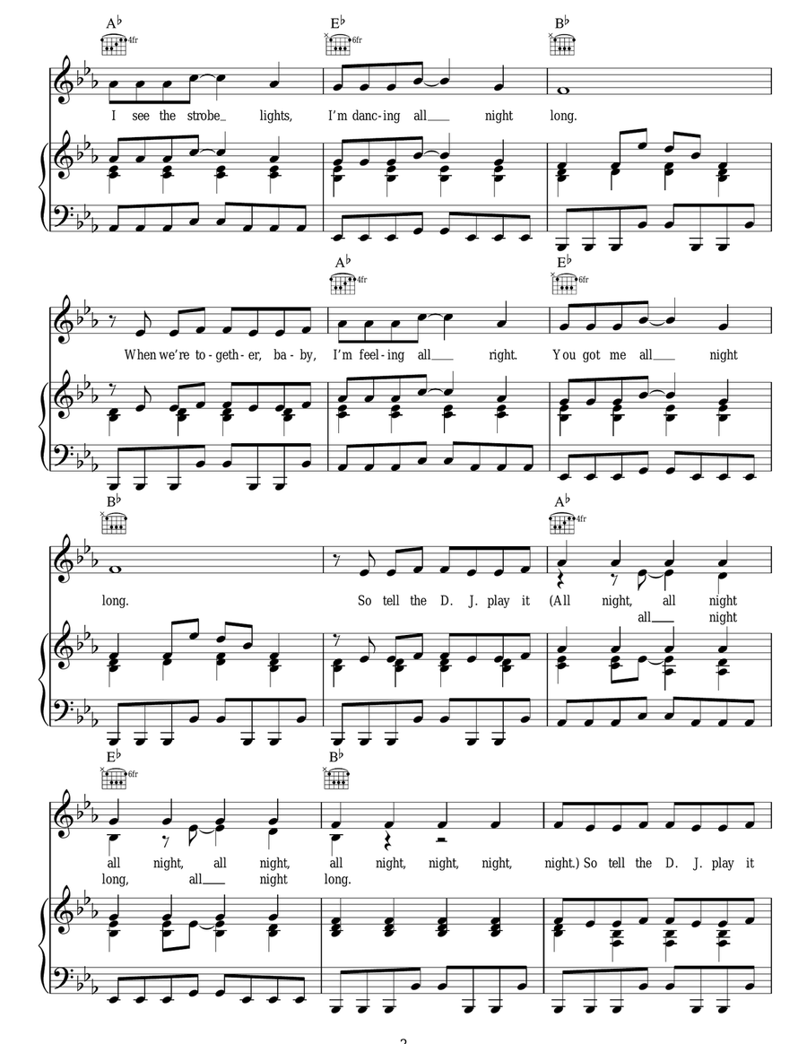 All Night Long All Night Long Piano, Vocal, Guitar scores gallery preview page 3
