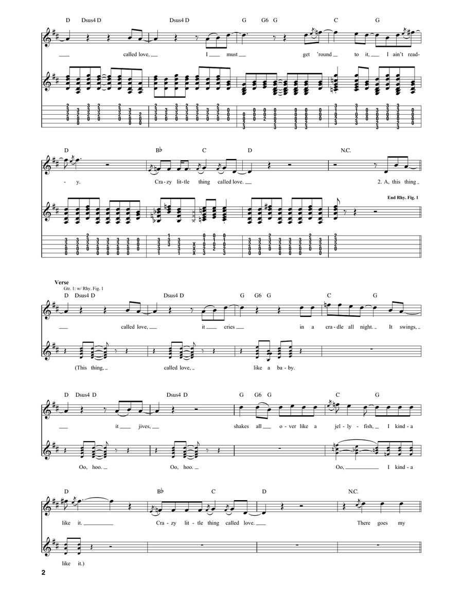Crazy Little Thing Called Love Acoustic Guitar scores gallery preview page 2