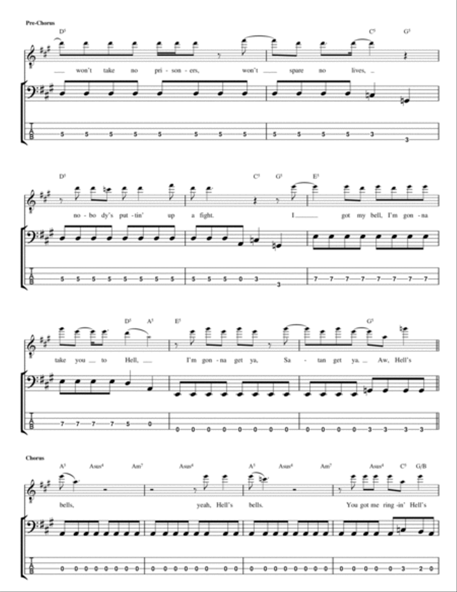 Hells Bells Guitar Tablature scores gallery preview page 3