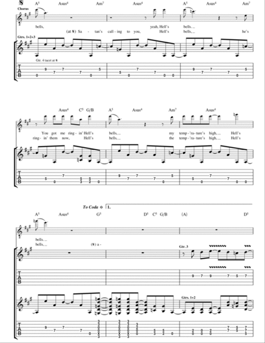 Hells Bells Electric Guitar scores gallery preview page 4