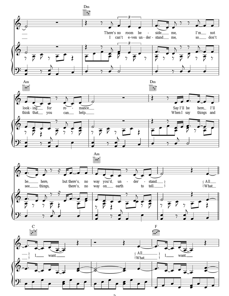 All I Want All I Want Piano, Vocal, Guitar scores gallery preview page 2