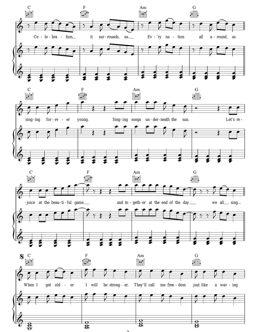 Wavin' Flag (Coca-Cola Celebration Mix) (2010 FIFA World Cup Anthem) Acoustic Guitar scores gallery preview page 3