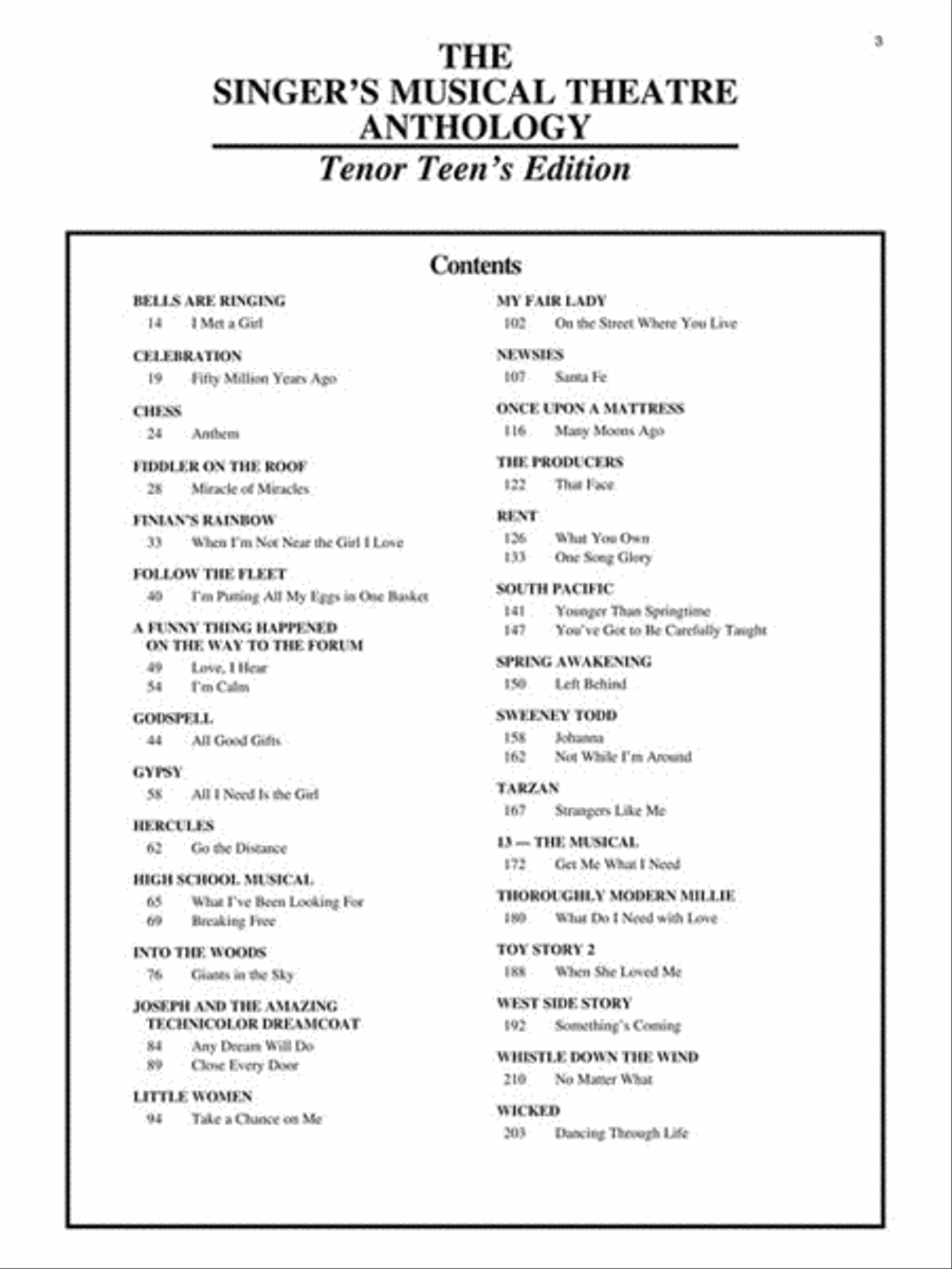 The Singer's Musical Theatre Anthology – Teen's Edition Tenor Voice scores gallery preview page 3