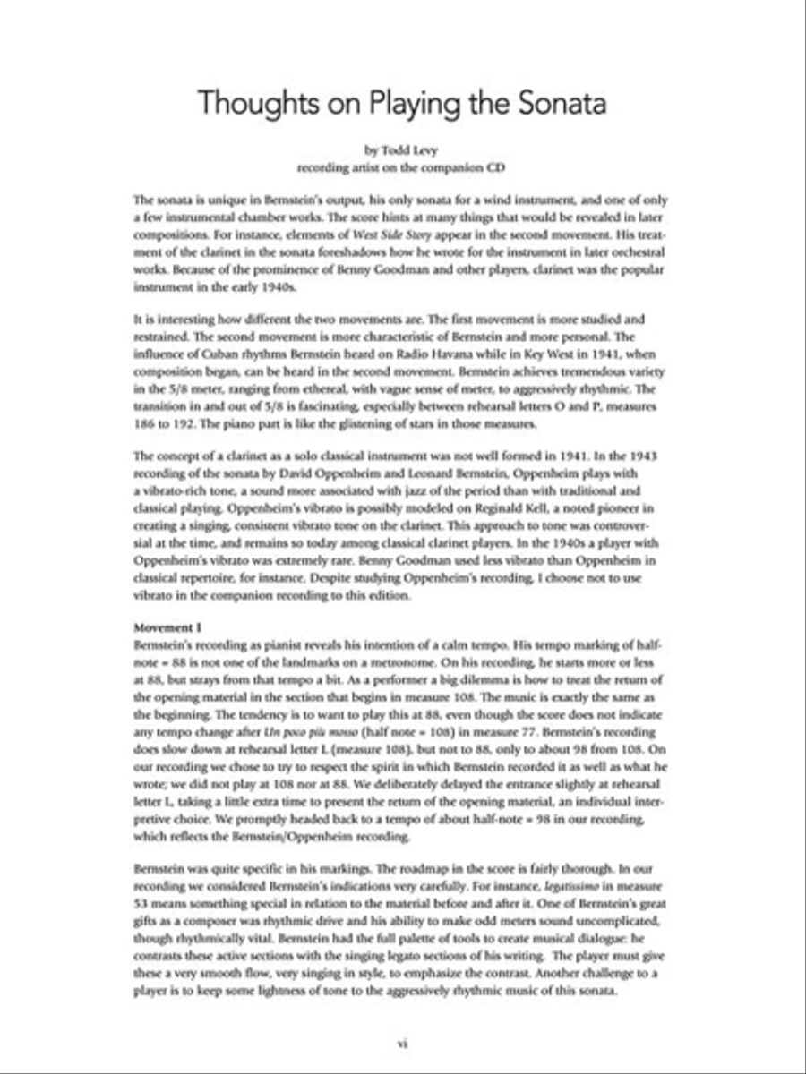 Sonata for Clarinet and Piano Clarinet Solo scores gallery preview page 6