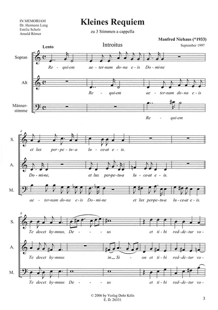Kleines Requiem für dreistimmigen Chor a cappella (1997) 3-Part scores gallery preview page 2