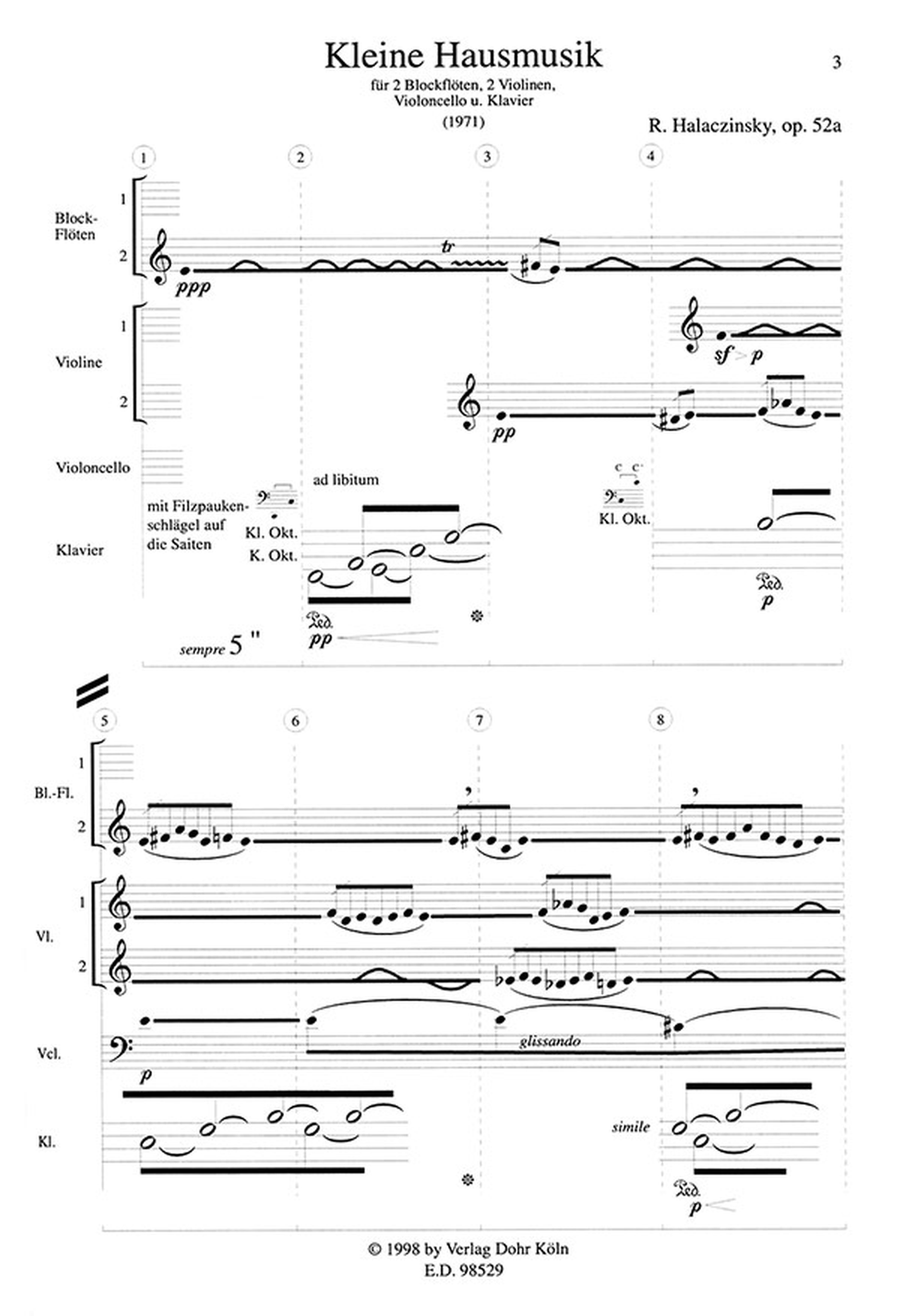 Kleine Hausmusik für zwei Blockflöten, zwei Violinen, Violoncello und Klavier op. 52a (1971) Cello scores gallery preview page 2