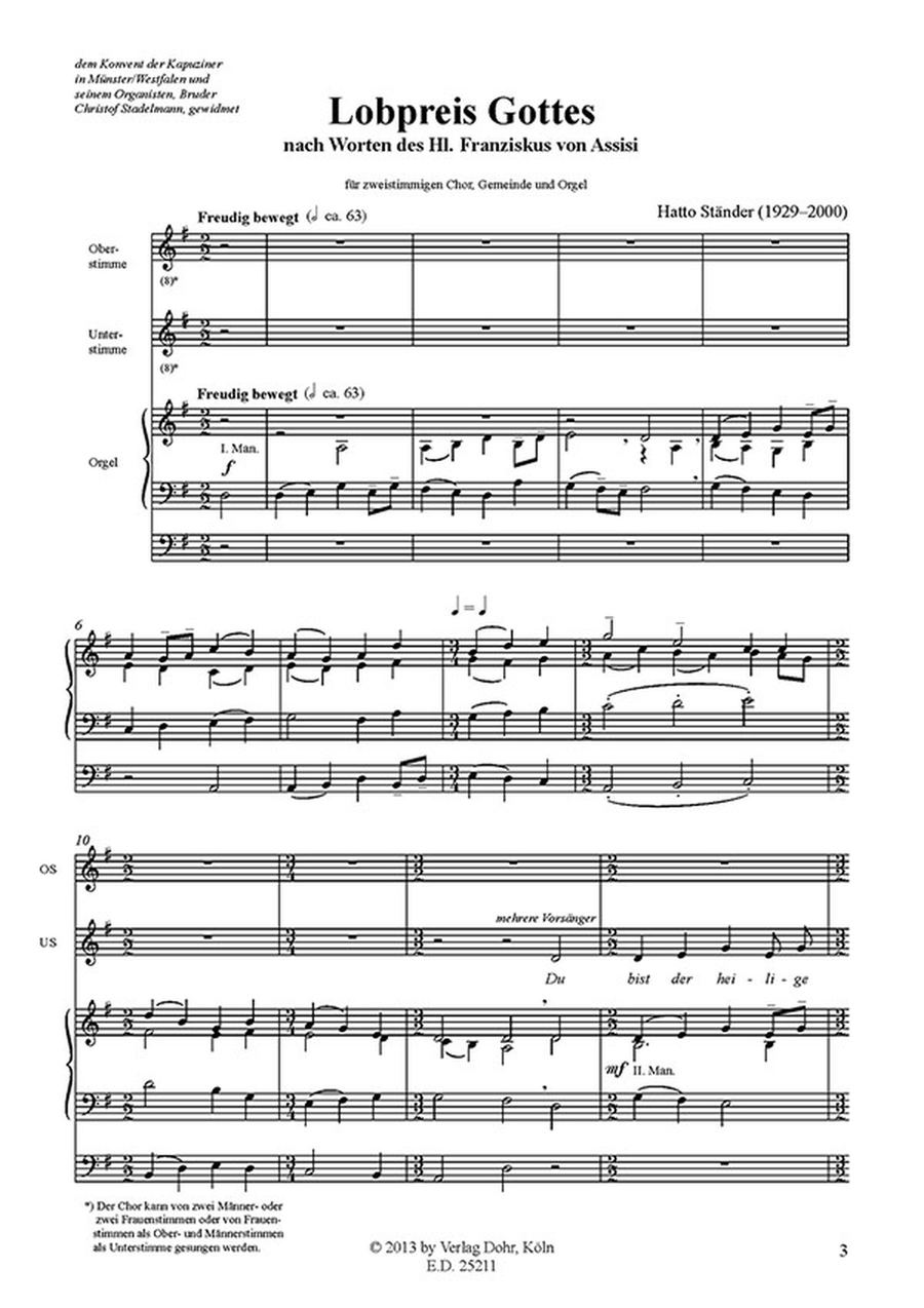 Lobpreis Gottes für zweistimmigen Chor, Gemeinde und Orgel (1990) (nach Worten des Hl. Franziskus von Assisi) Choir scores gallery preview page 2